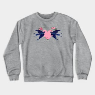 Swallow Flying Heart Birds Crewneck Sweatshirt